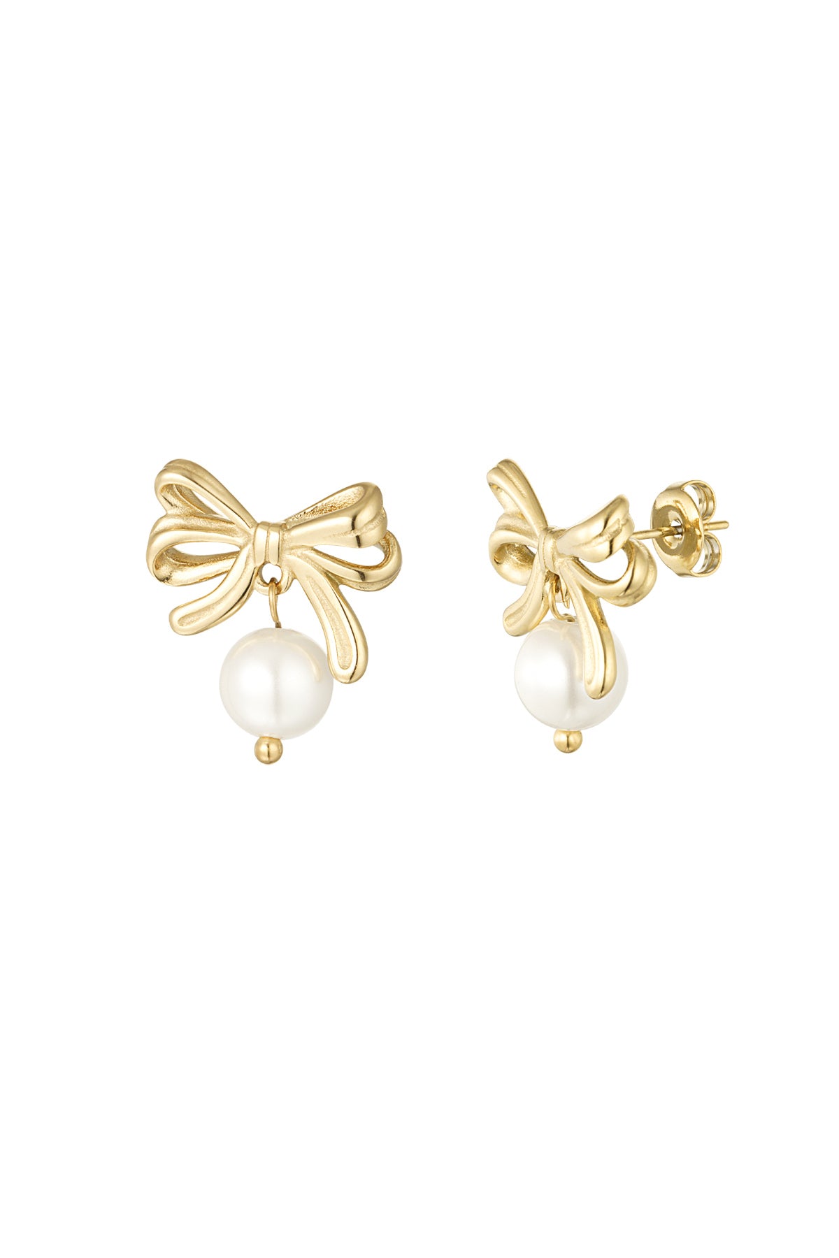 bow earrings with pearl