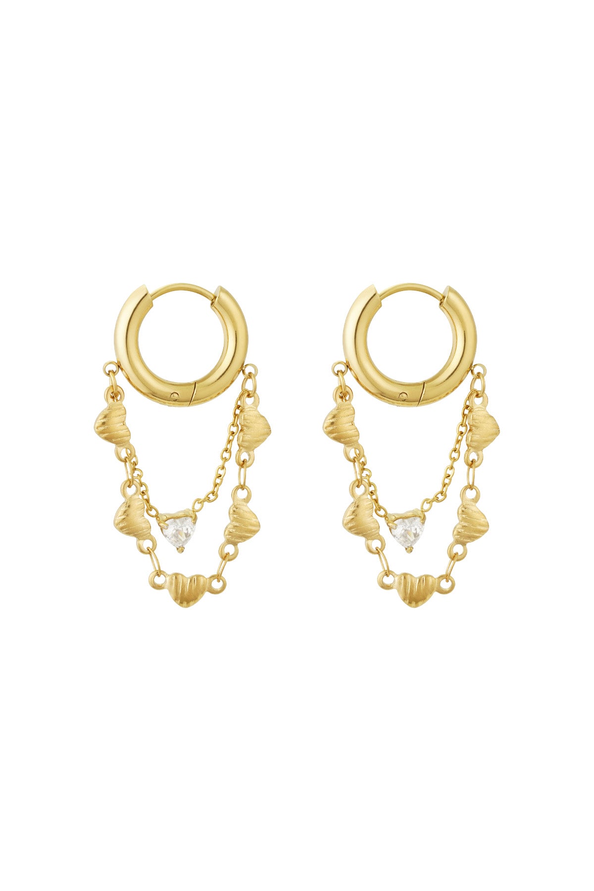 Ohrringe Herzkette - Goldfarben