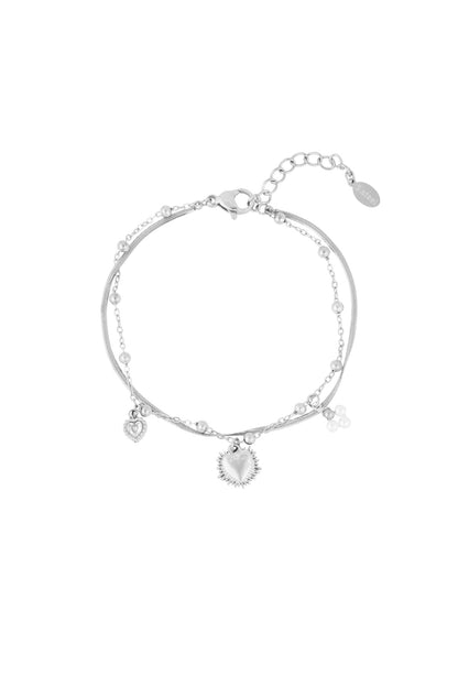 double bracelet with heart charm