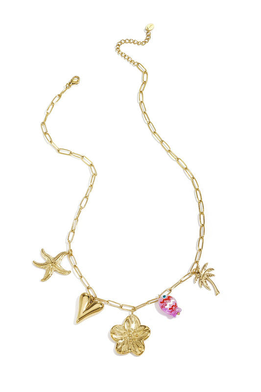 Necklace with large links and charms