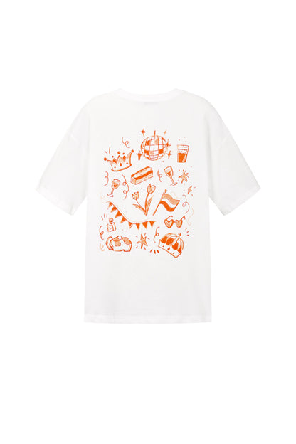 T-Shirt mit Kronen-Cartoonmuster