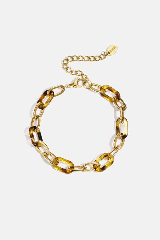 Edelstahl-Kettenarmband mit Leopardenmuster, lässiger Alltagsschmuck für Damen