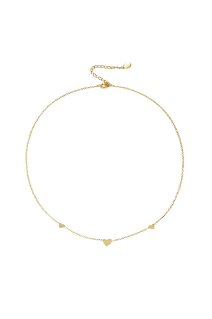 Klassische Halskette mit Herzen – Goldfarbe  - Goldfarbefarbe