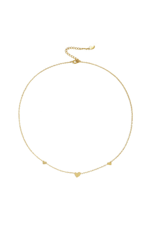 Klassische Halskette mit Herzen – Goldfarbe  - Goldfarbefarbe