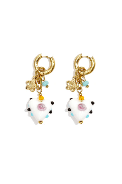 Ohrringe aus Edelstahlperlen, Herzform, lässig, romantisch, Damenschmuck