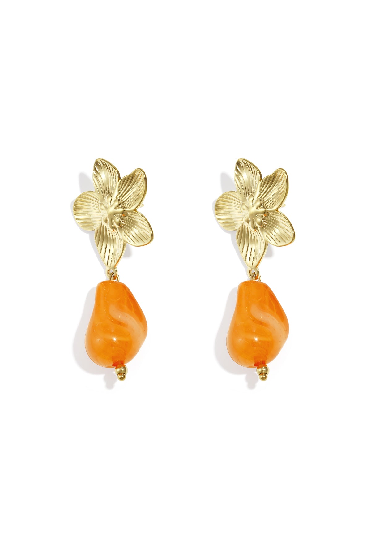 Flower earrings with organic bead