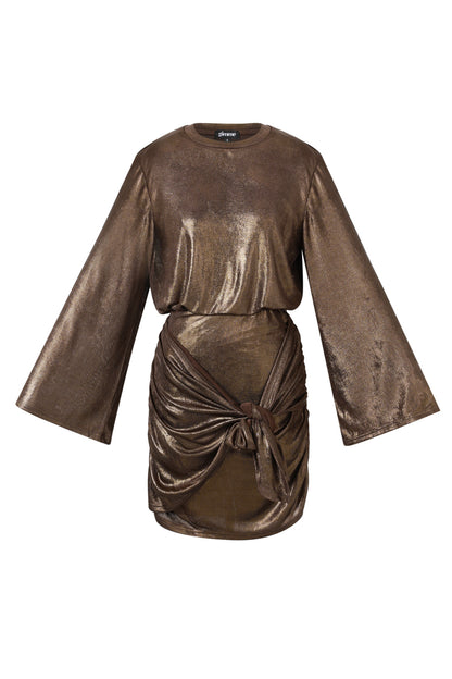 Woven Polyester Fiber Women's Mini Dress Elegant Tie-up
