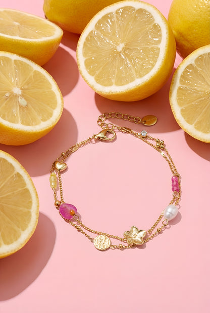 Charm-Armbänder mit Steinen, Perlen und Münzen