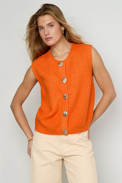 Knitted Polyester Fiber Women's Knitted Vest Casual Solid Color