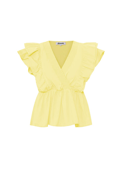 Woven Sleeveless Top Elegant Ruffle Edge Solid Color Spring/Summer