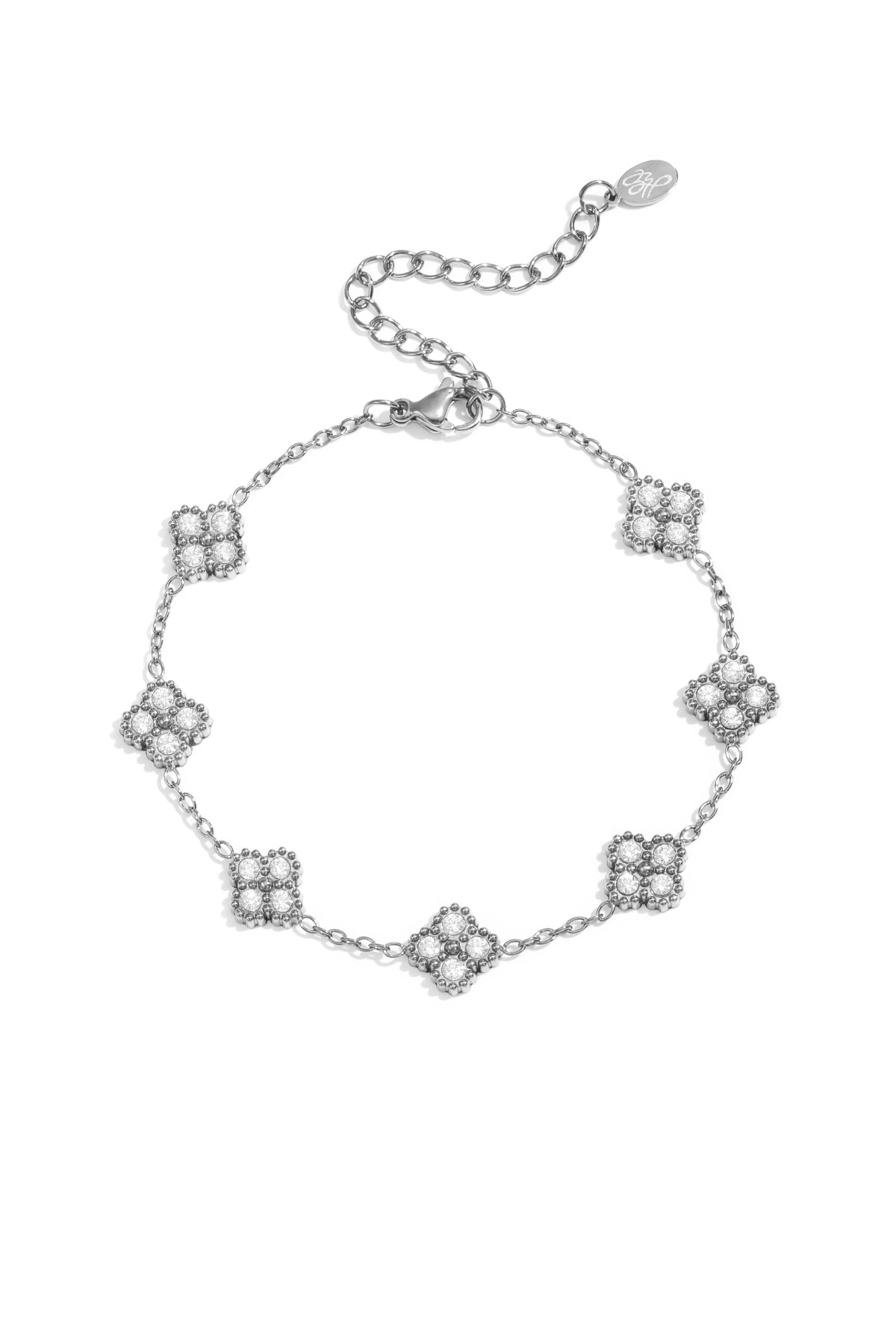 Armband mit Zirkonia-besetzten Kleeblättern