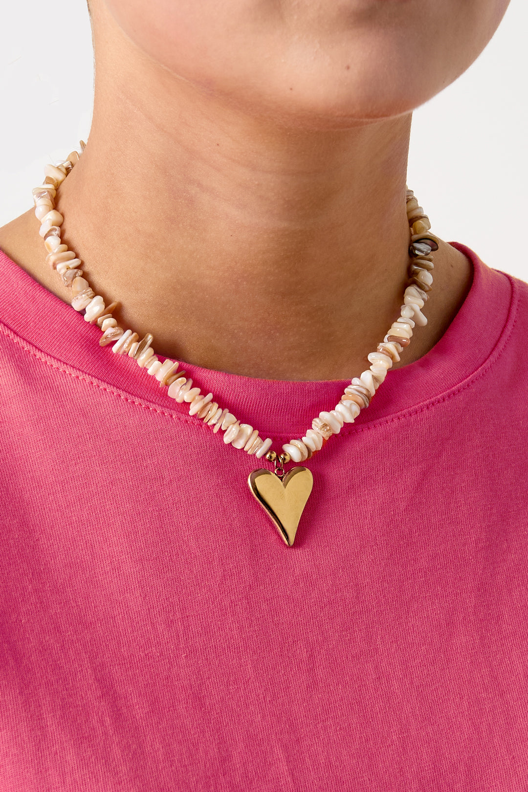 Edelstahl-Perlenkette Herzmotiv, Urlaubs- und romantische Serie, Damenschmuck