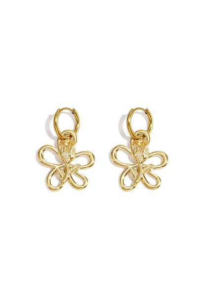 Earrings with rose in flower pendant