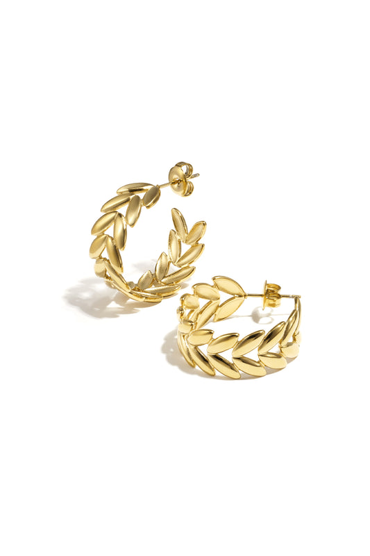 Stainless Steel Hoop Earrings leaf Casual Daily Simple Series Women's jewelry