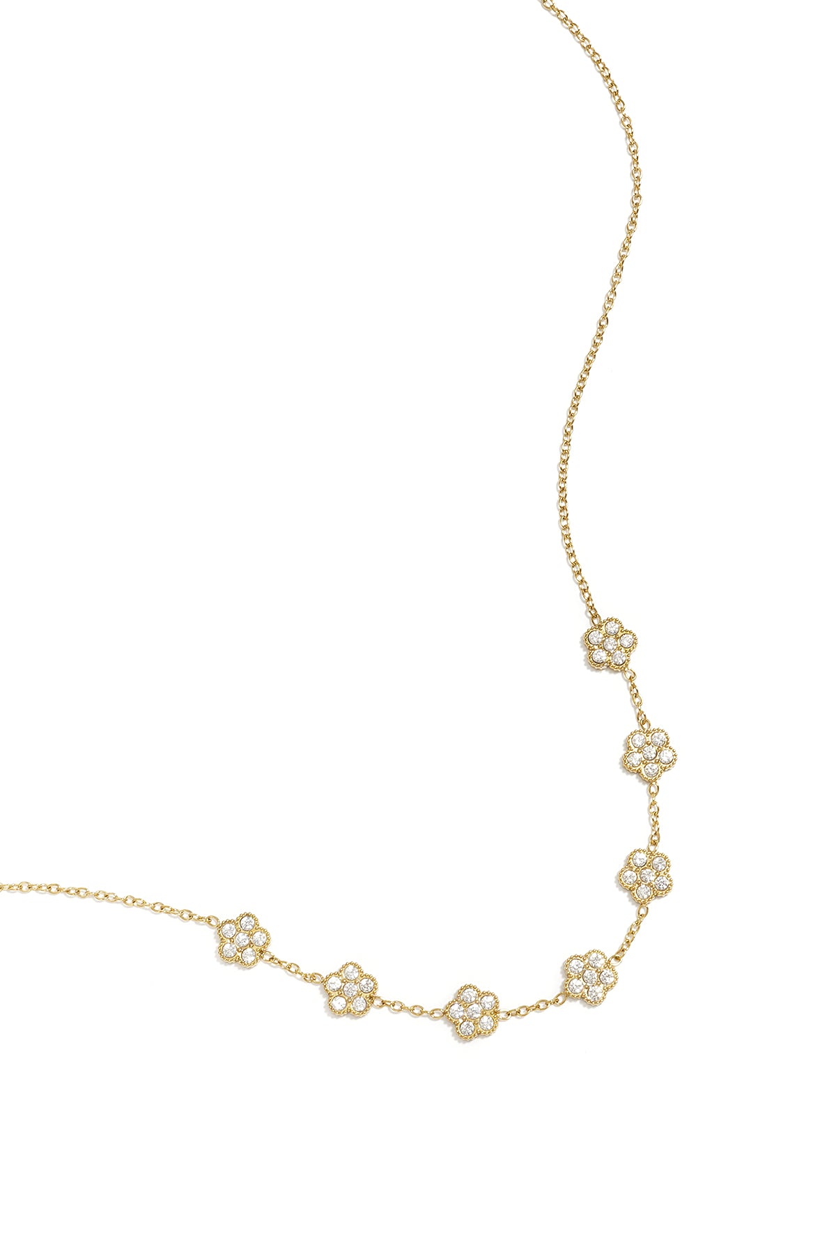 Elegante Halskette mit Zirkonia-besetzten Blüten