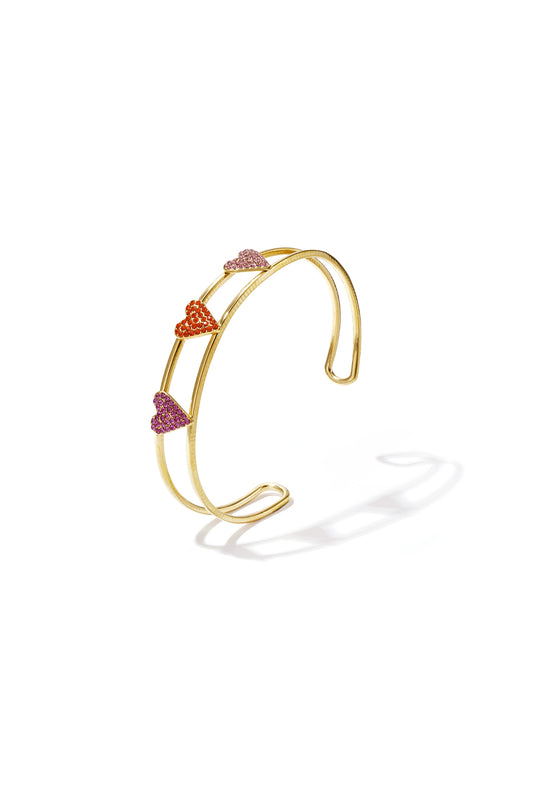 Bangle with rhinestone hearts