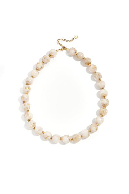 Bead necklace with gold beads in between 13.5mm