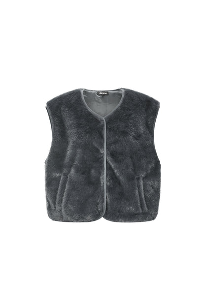 Sleeveless vest faux fur