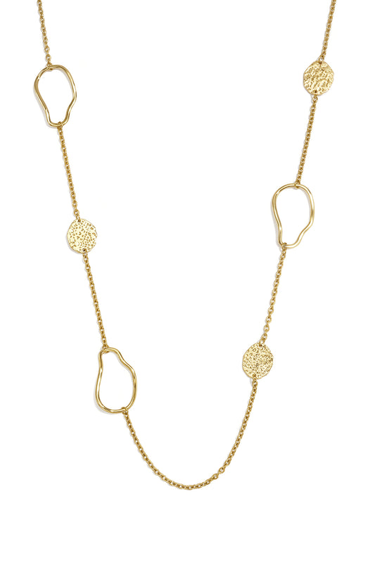 Lange Halsketten aus Edelstahl, unregelmäßige Form, schlichte Alltags-Serie, Damenschmuck