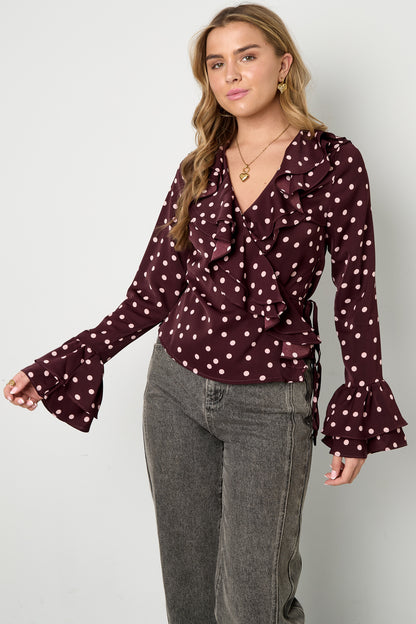 Woven Polyester Fiber Women's Blouse Elegant Polka Dots