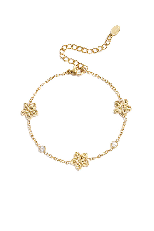 Armband mit abwechselndem Muster aus Blumen und Steinen