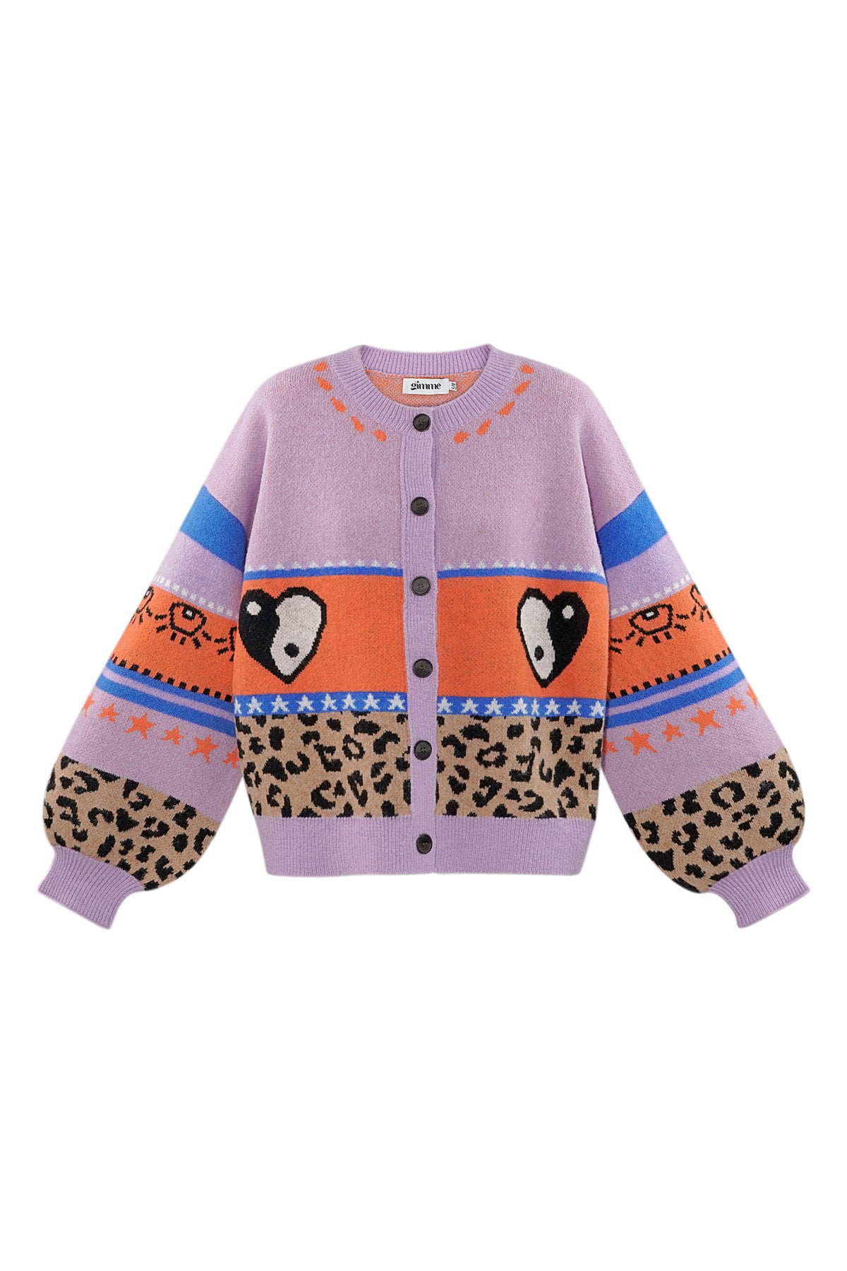 Knitted Wool Blend Women's Cardigan Oversized Patterned Design