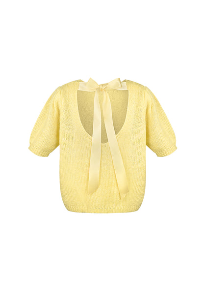Nylon Women's Short Sleeve Top Knitted Back Tie Design