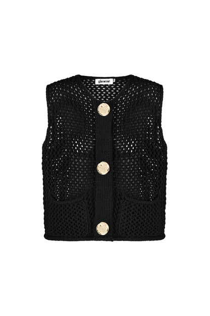 Knitted Polyester Women's Knit Spencer Openwork Design