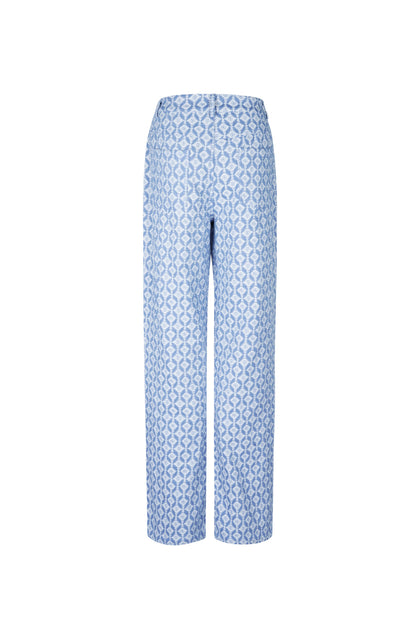 Cotton Woven Women's Straight Leg Pants Geometric Pattern
