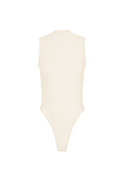 Viscose Women's Sleeveless Bodysuit High Neck Minimalist Design