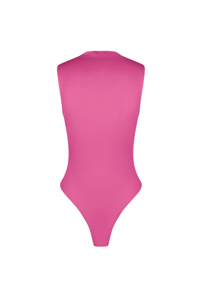 Stretch Knit Women's Bodysuit High Neck Minimalist Design