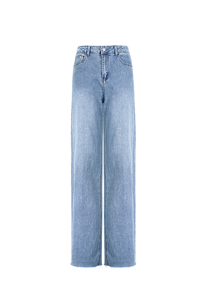 Cotton Woven Women's Straight Leg Pants Casual Solid Color