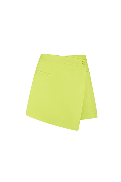 Polyester Women's Mini Skirt Asymmetric Wrap Design