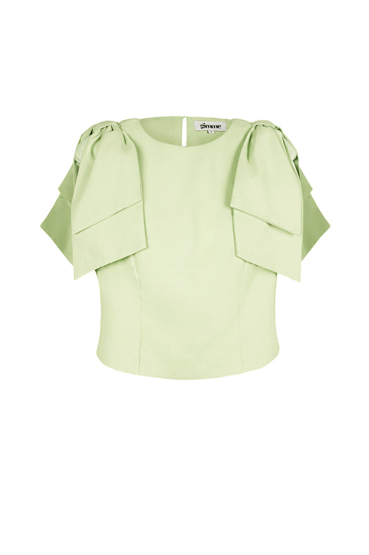 Polyester Women's Short Sleeve Top Ruffle Shoulder Design