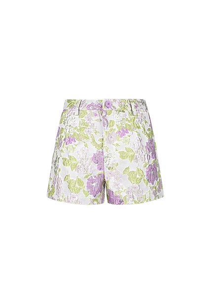 Woven Polyester Fiber Women's Shorts Elegant Floral Print