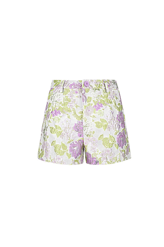 Woven Polyester Fiber Women's Shorts Elegant Floral Print