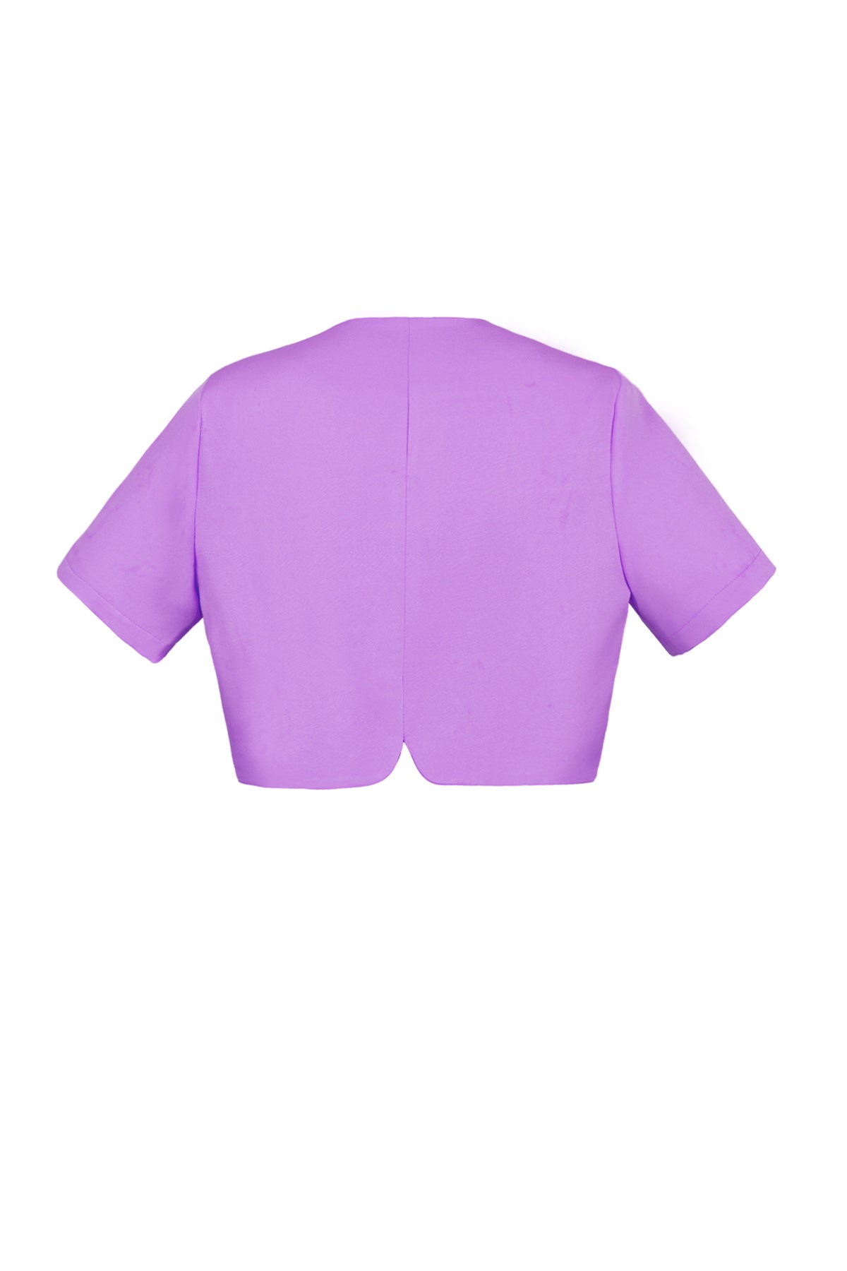 Polyester Women's Short Sleeve Top Cropped Style Buttoned Front