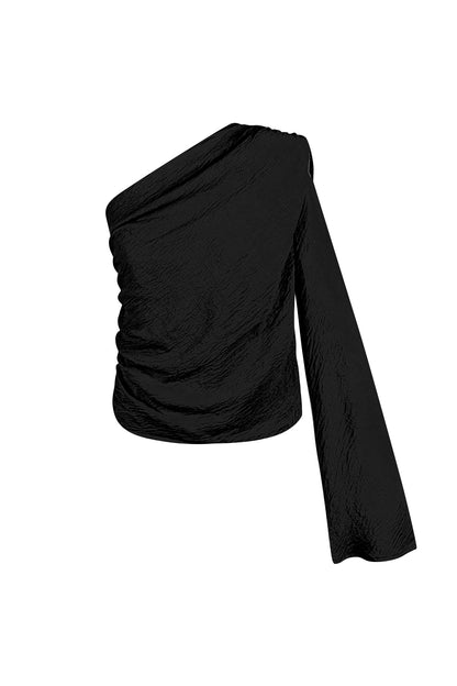 Polyester Women's One Shoulder Long Sleeve Top Asymmetric Design