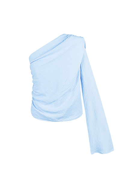 Polyester Women's One Shoulder Long Sleeve Top Asymmetric Design
