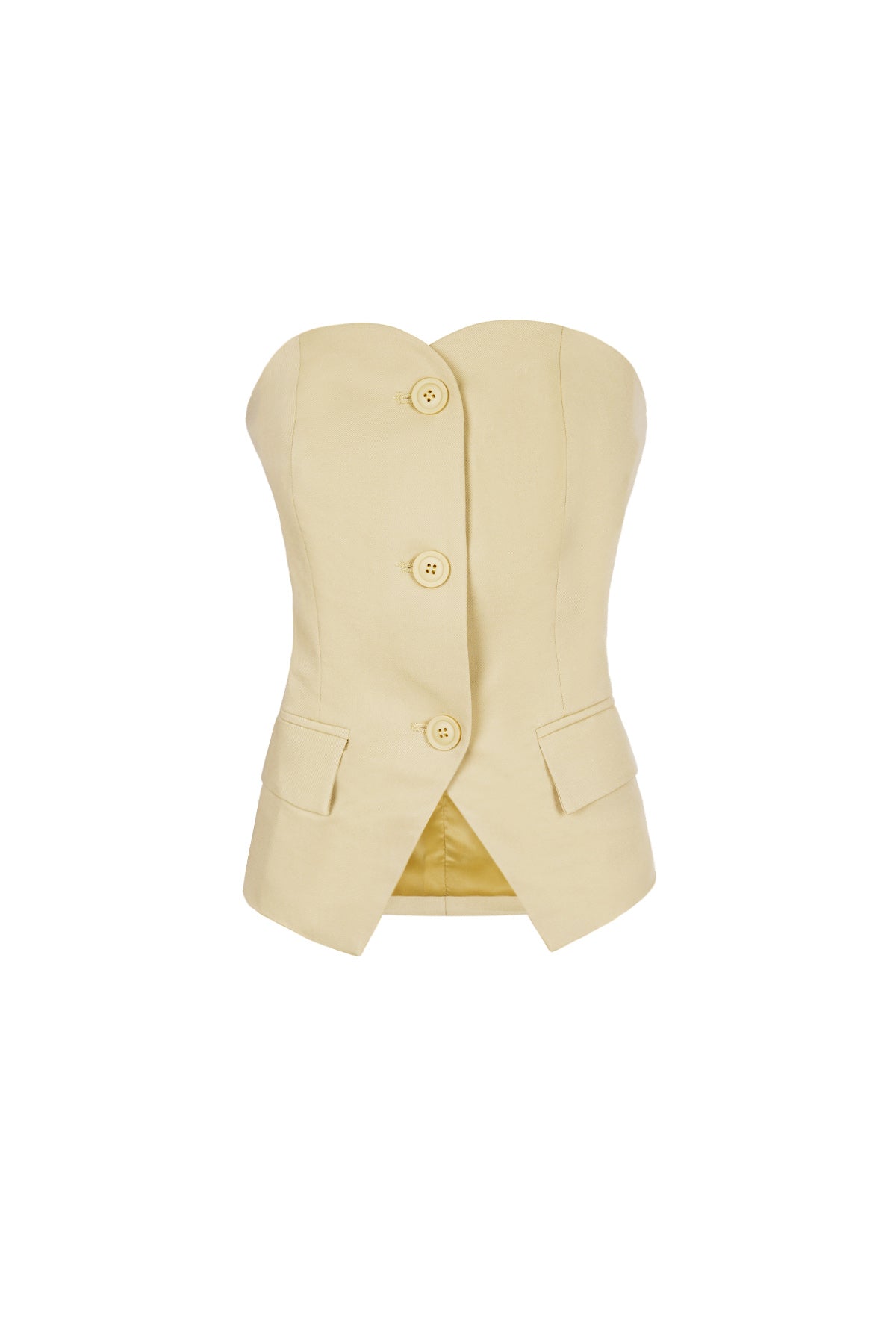 Polyester Women's Sleeveless Top Structured Buttoned Design