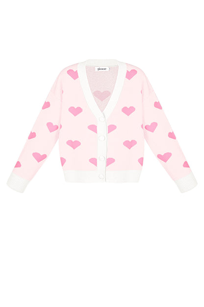 Viscose Knitted Women's Cardigan Cute Heart Pattern Fall/Winter