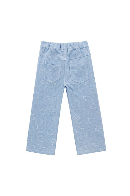 Cotton Denim Women's Straight Leg Pants Casual Light Blue