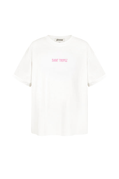 Cotton Women's T-shirt Oversized Saint Tropez Print