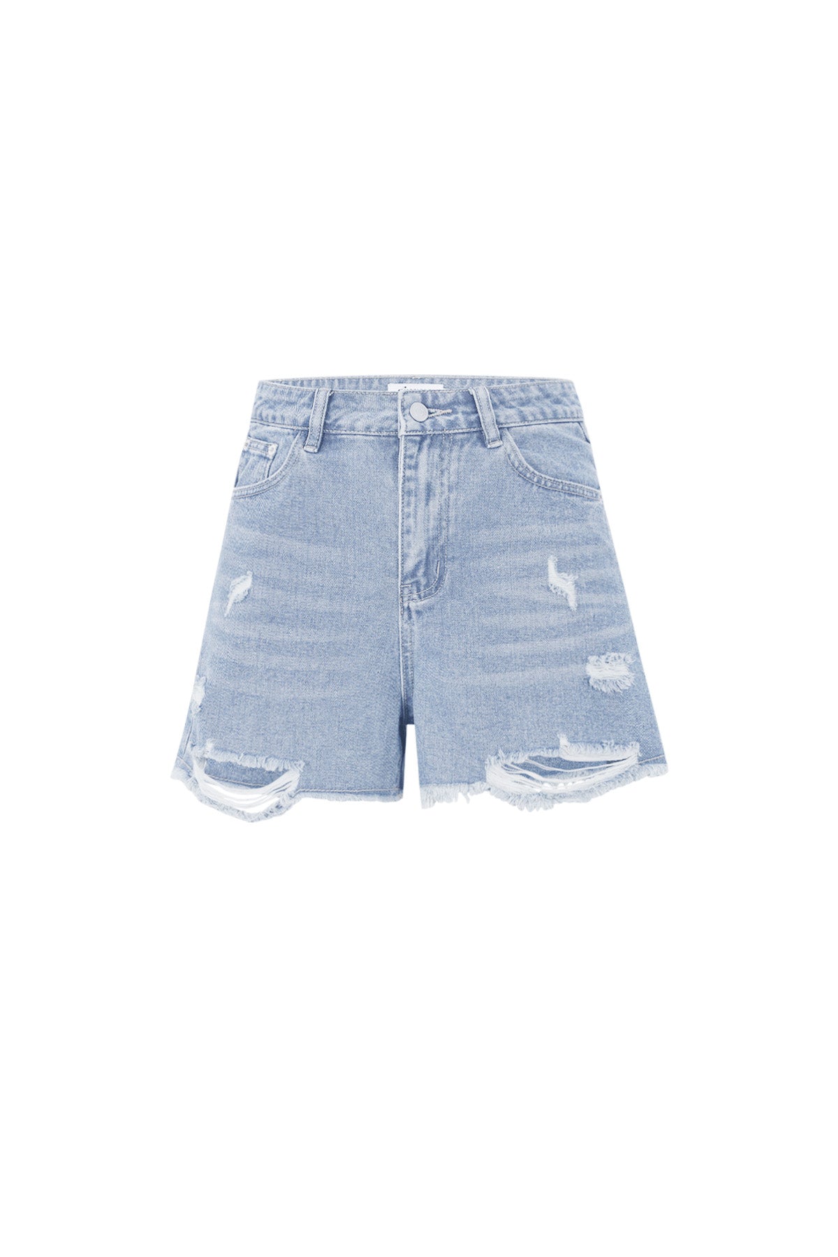 Denim Women's High-Waisted Shorts Distressed Frayed Hem