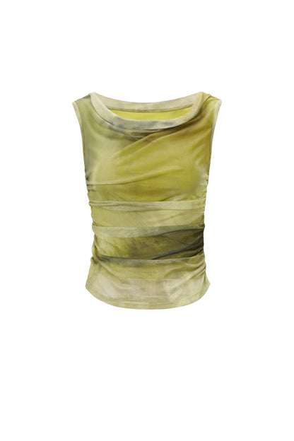 Woven Polyester Women's Sleeveless Top Sheer Solid Color Spring/Summer