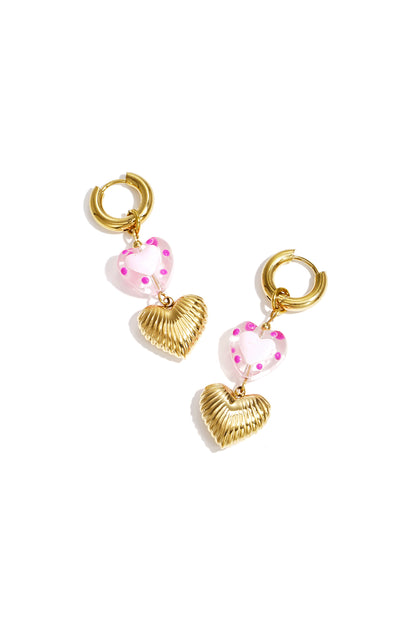 Heart-shaped pendant earrings