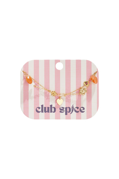 Charm-Armband mit orangefarbenen Perlen, Blumen und Herzen