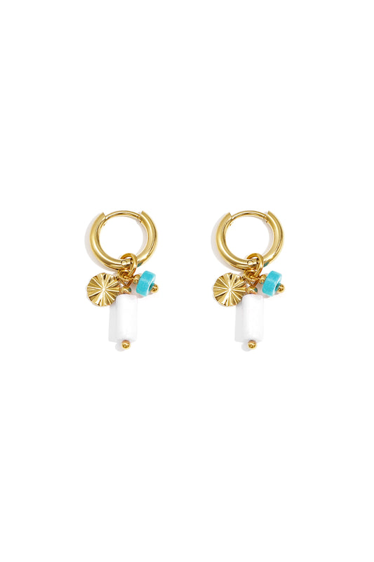Earrings with beads and coin charm