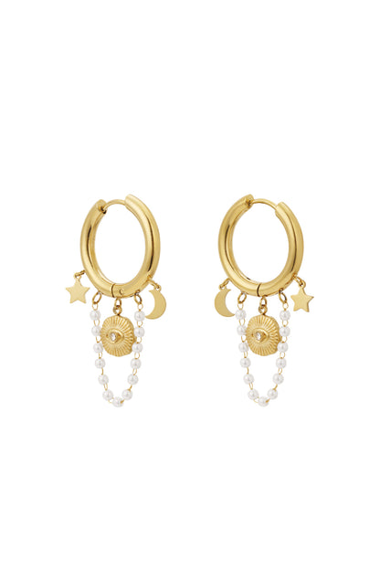 Pearl moon earrings