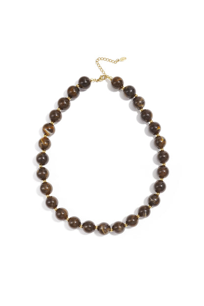 Bead necklace with gold beads in between 13.5mm